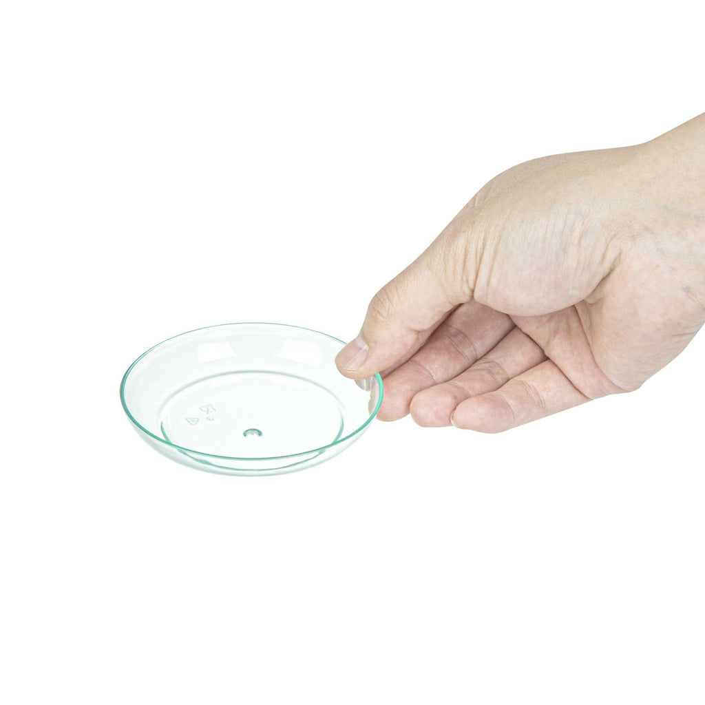 Mini Serve Round Seagreen Plastic Mini Rotondo Plate - 3 1/4" x 3 1/4" x 3/4" - 100 count box