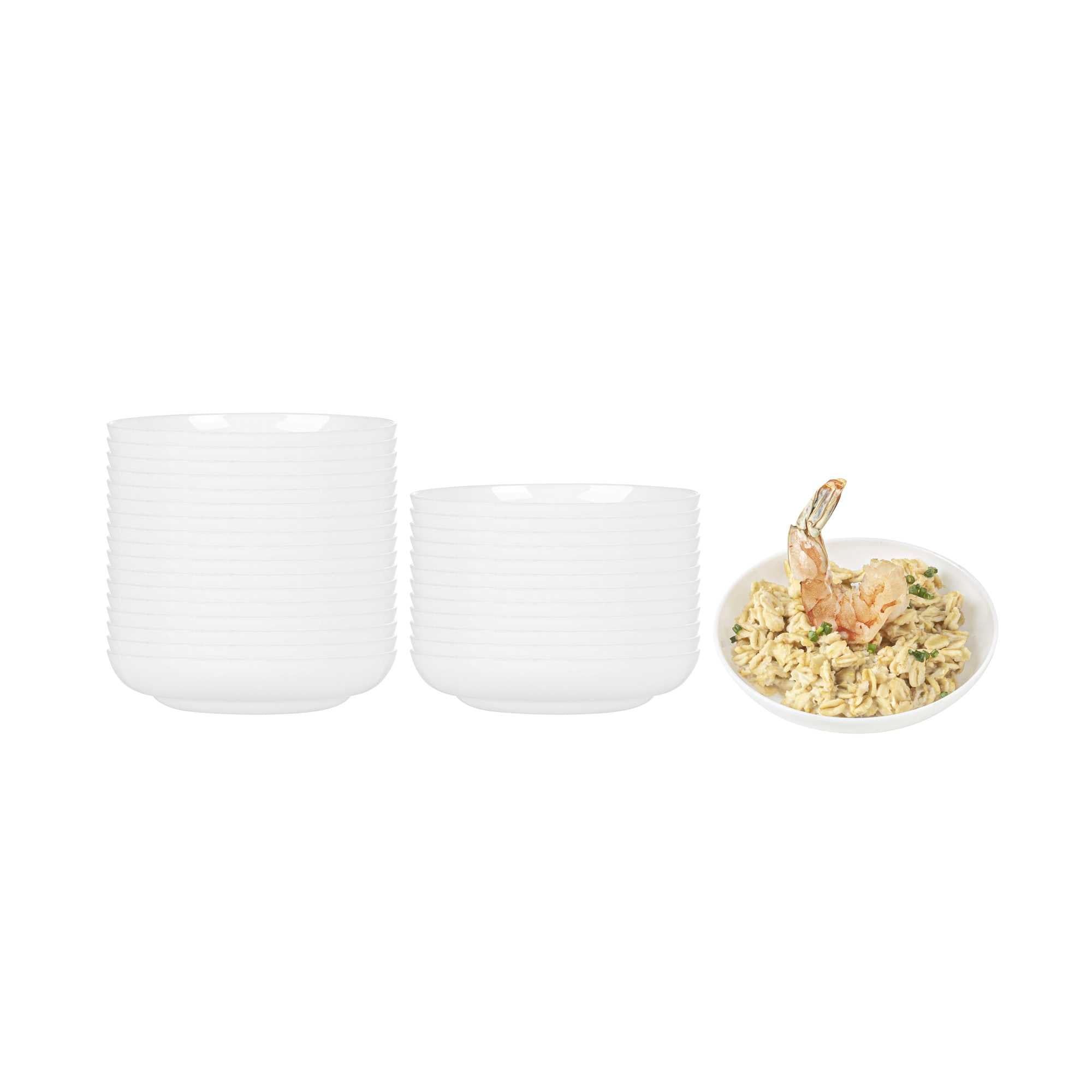 Mini Serve Round White Plastic Mini Rotondo Plate - 3 1/4" x 3 1/4" x 3/4" - 25 count box
