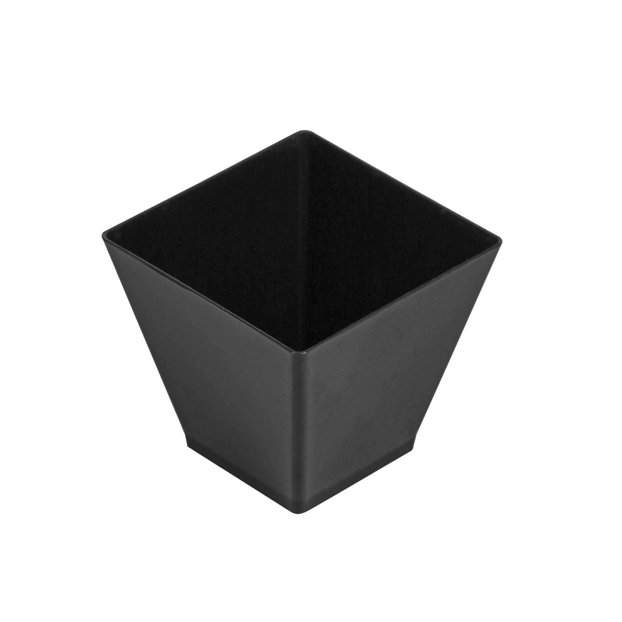 Mini Serve 2 oz Square Black Plastic Mini Kova Cup - 2" x 2" x 1 3/4" - 20 count box