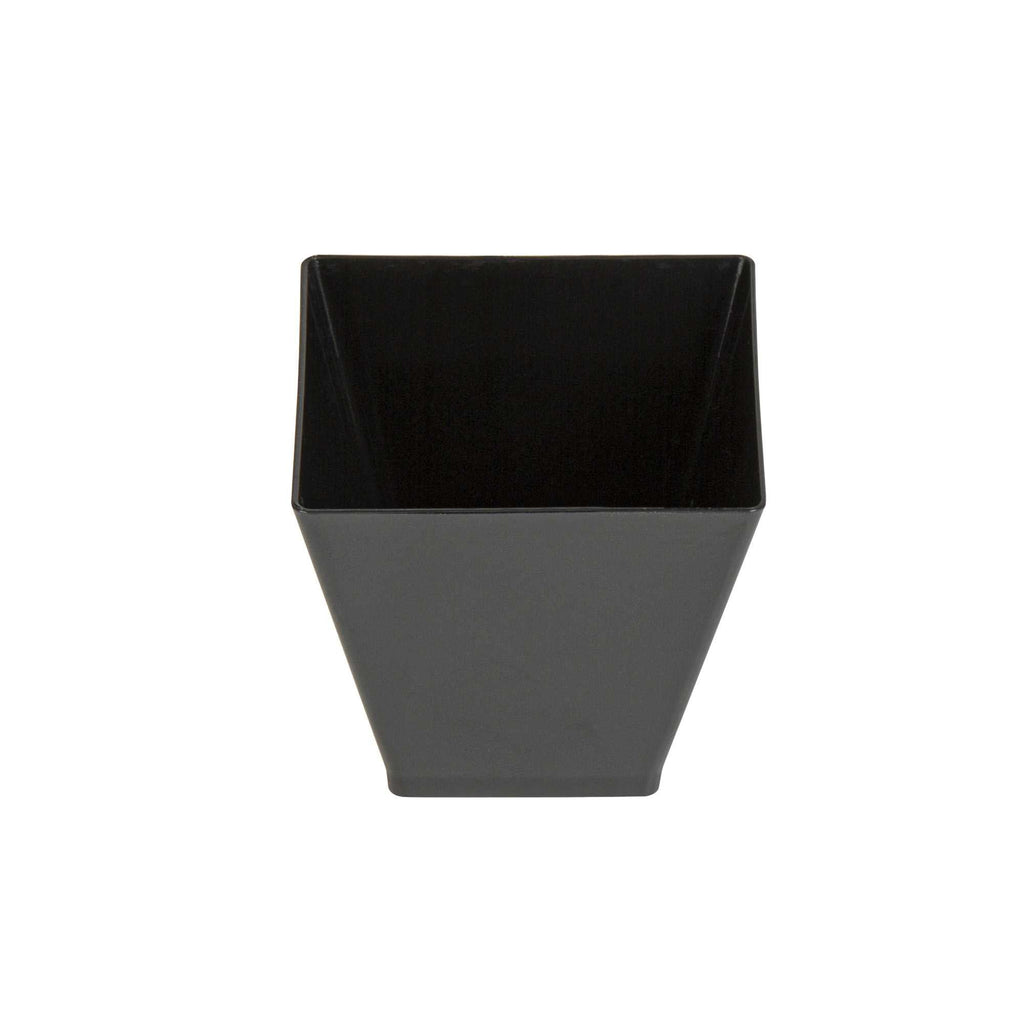 Mini Serve 2 oz Square Black Plastic Mini Kova Cup - 2" x 2" x 1 3/4" - 20 count box