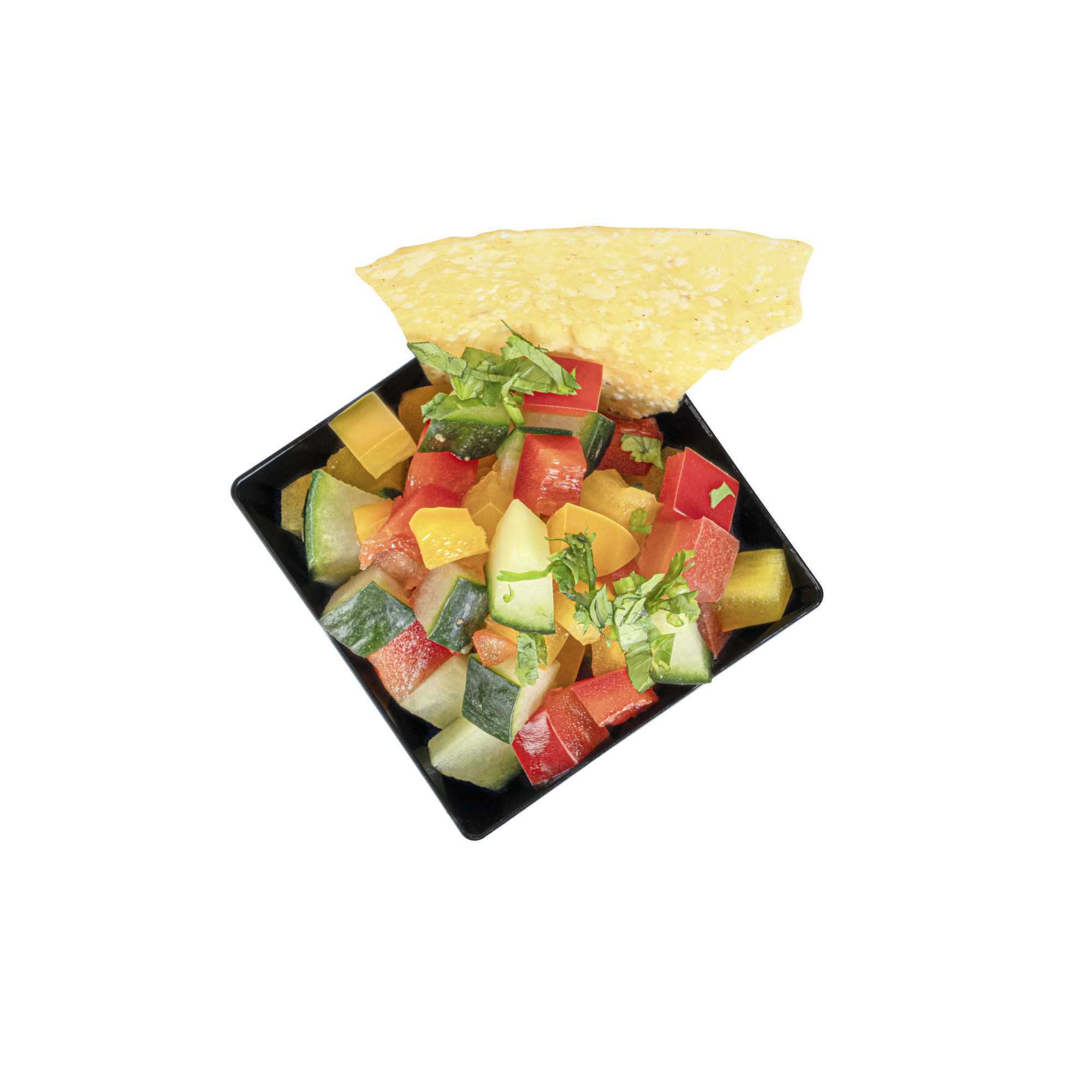 Mini Serve 2 oz Square Black Plastic Mini Kova Cup - 2" x 2" x 1 3/4" - 100 count box