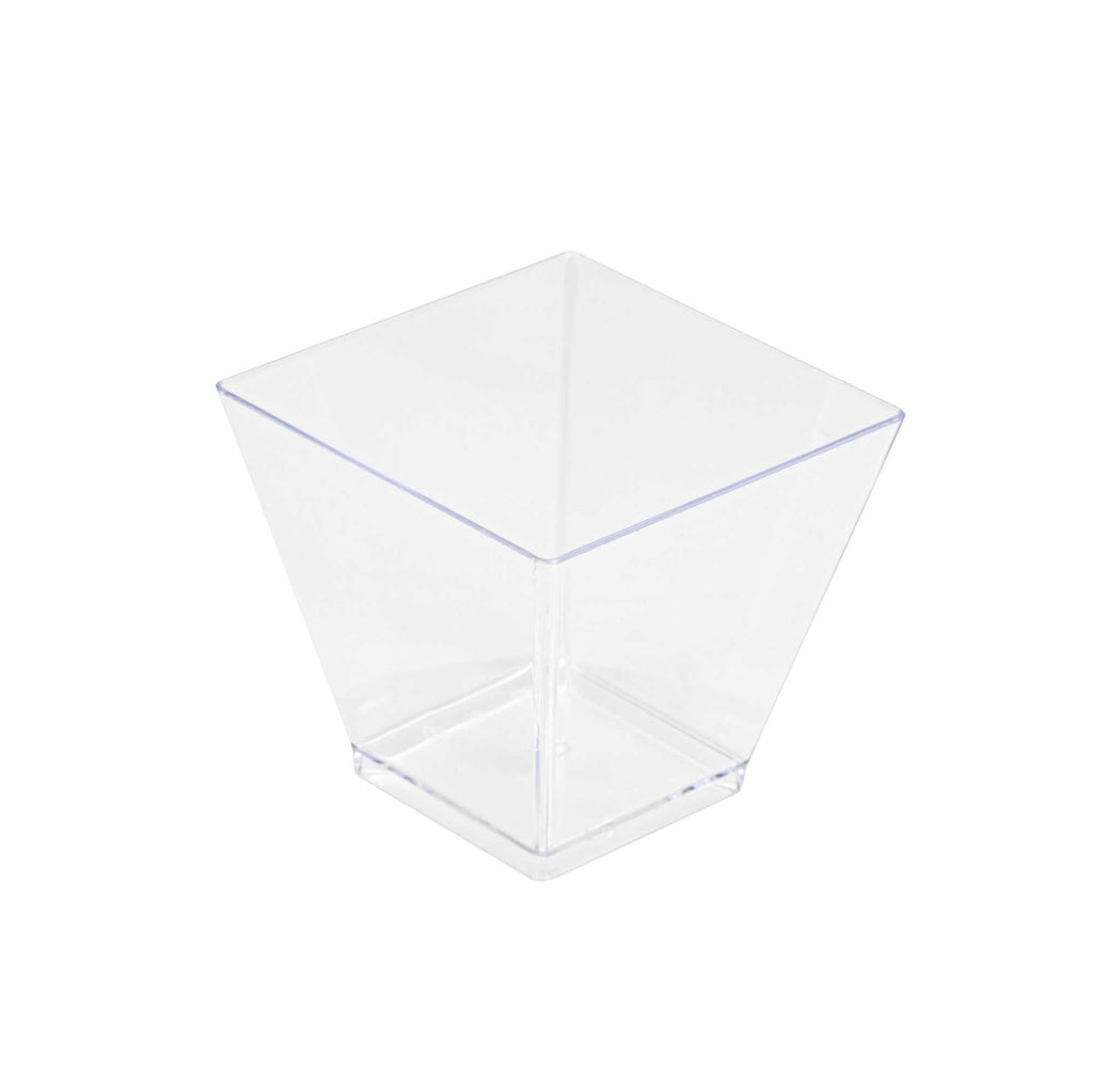 Mini Serve 2 oz Square Clear Plastic Mini Kova Cup - 2" x 2" x 1 3/4" - 20 count box