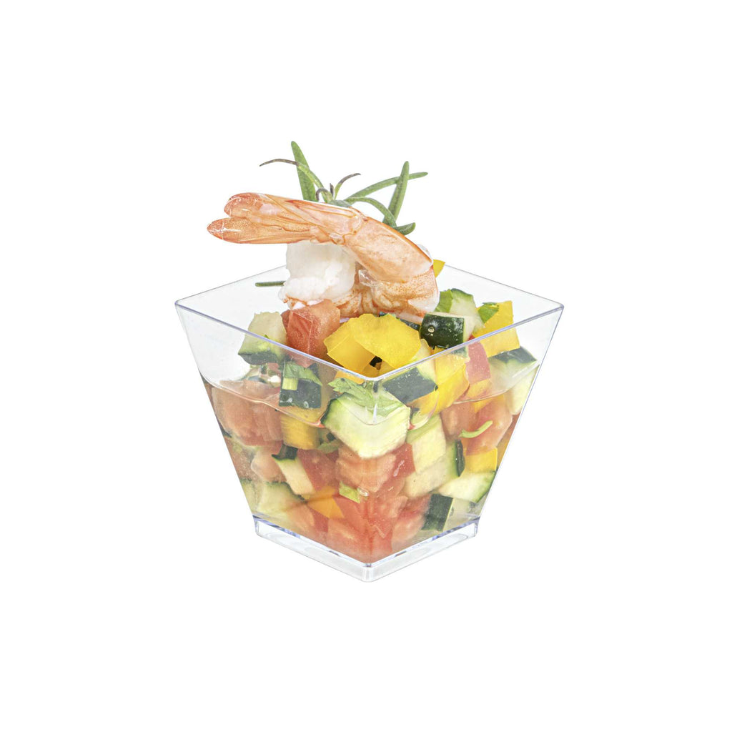 Mini Serve 2 oz Square Clear Plastic Mini Kova Cup - 2" x 2" x 1 3/4" - 20 count box