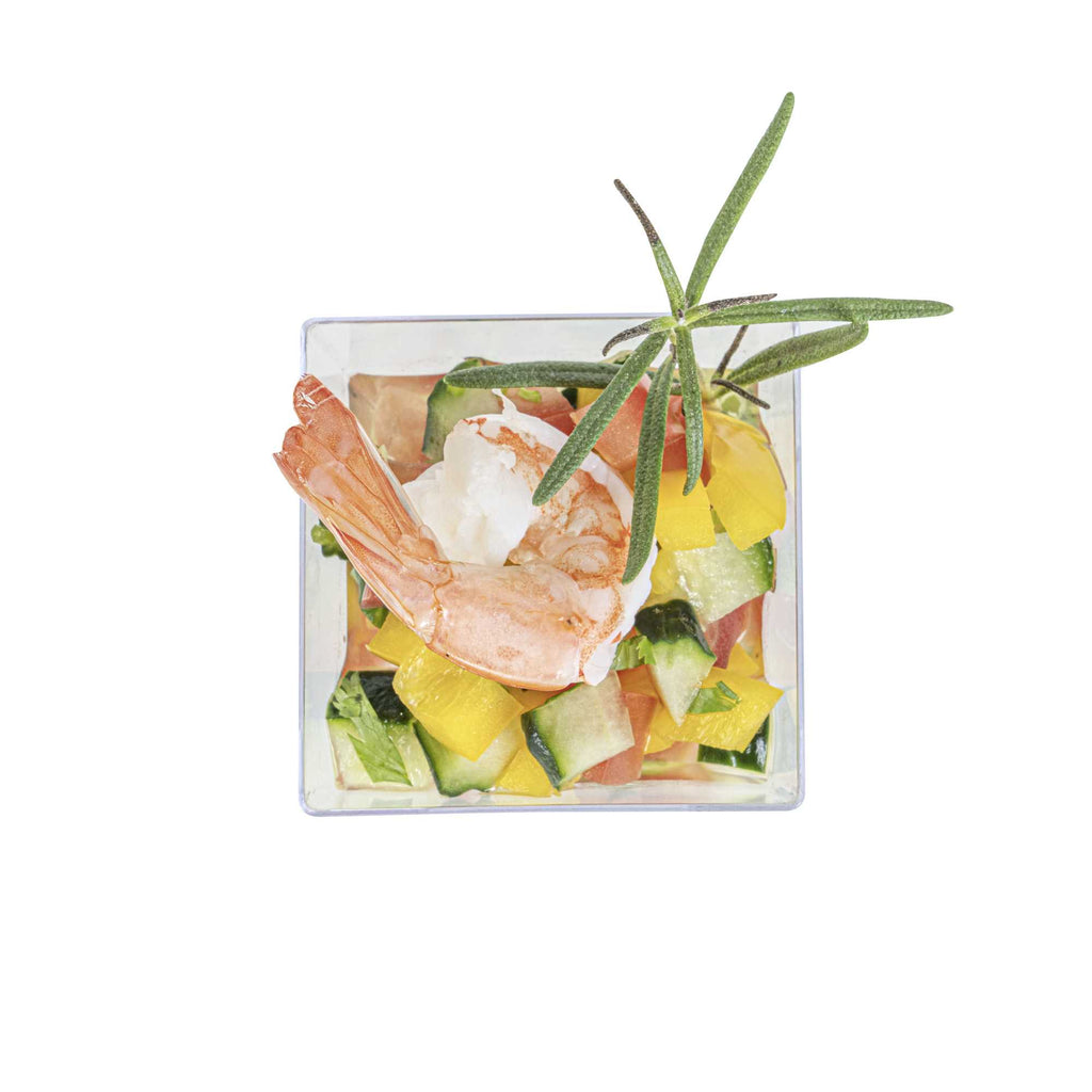 Mini Serve 2 oz Square Clear Plastic Mini Kova Cup - 2" x 2" x 1 3/4" - 20 count box
