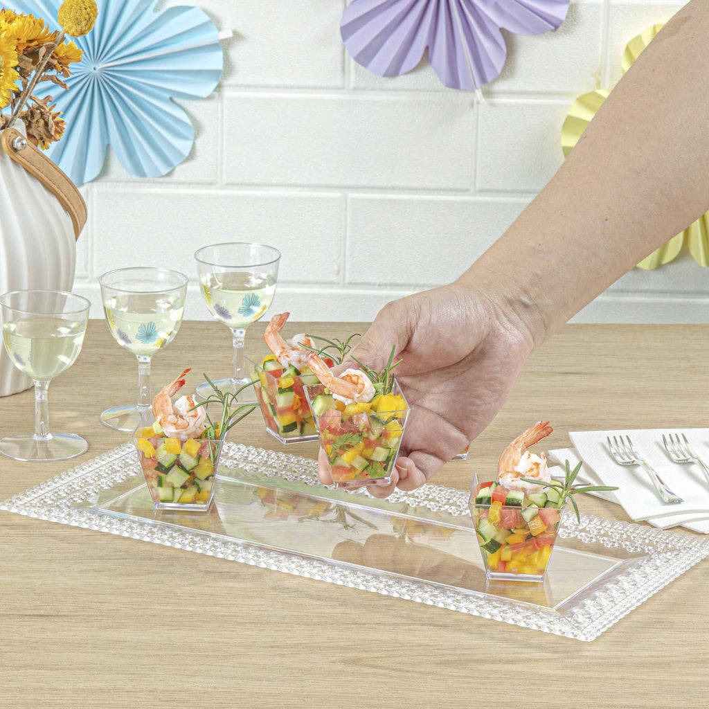 Mini Serve 2 oz Square Clear Plastic Mini Kova Cup - 2" x 2" x 1 3/4" - 20 count box