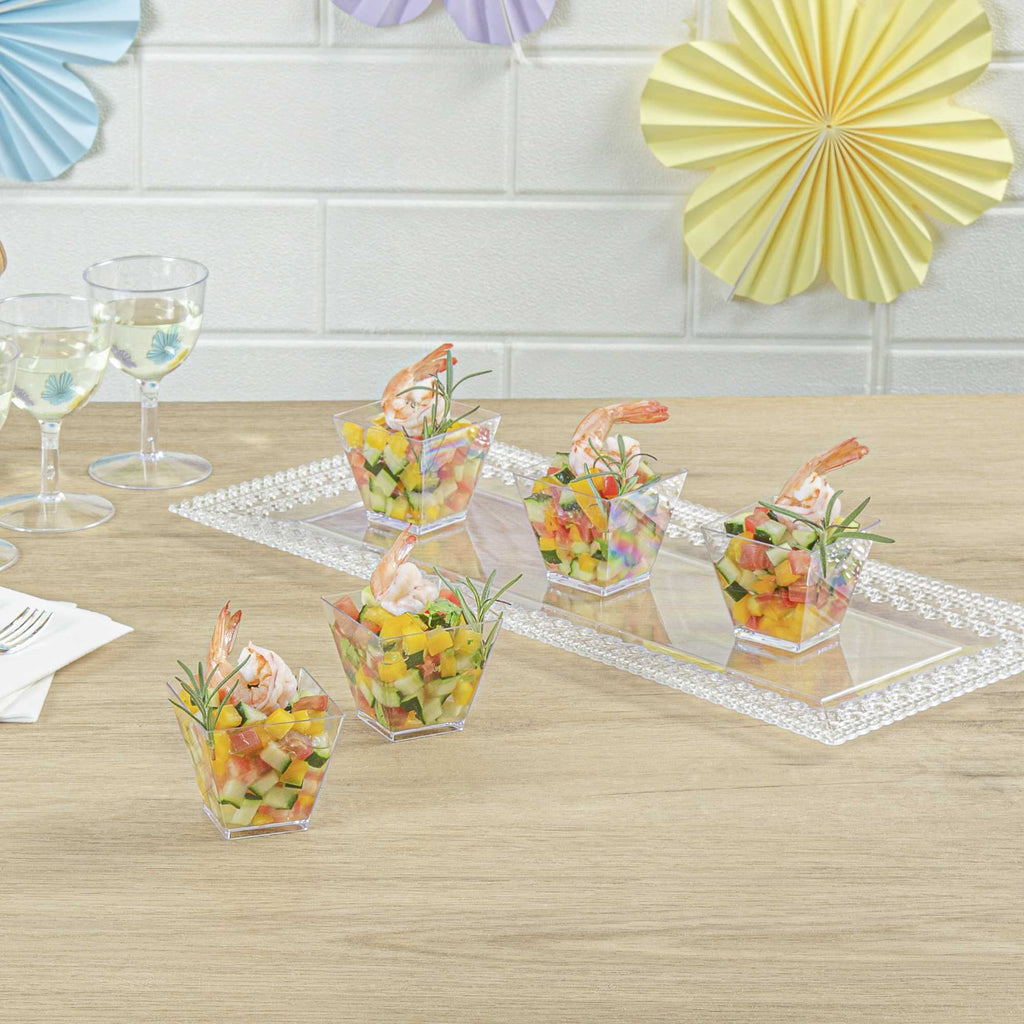 Mini Serve 2 oz Square Clear Plastic Mini Kova Cup - 2" x 2" x 1 3/4" - 300 count box