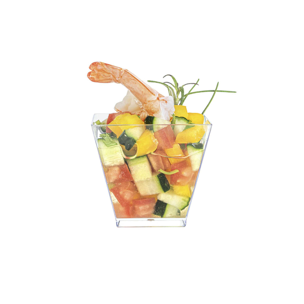 Mini Serve 2 oz Square Clear Plastic Mini Kova Cup - 2" x 2" x 1 3/4" - 300 count box