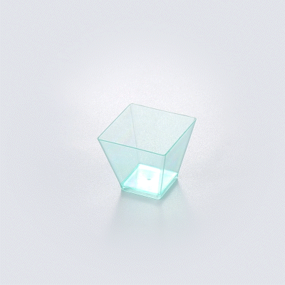Mini Serve 2 oz Square Seagreen Plastic Mini Kova Cup - 2" x 2" x 1 3/4" - 20 count box