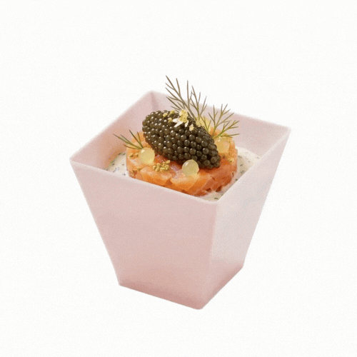 Mini Serve 2 oz Square Powder Pink Plastic Mini Kova Cup - Limited Edition - 2" x 2" x 1 3/4" - 100 count box
