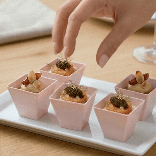 Mini Serve 2 oz Square Powder Pink Plastic Mini Kova Cup - Limited Edition - 2" x 2" x 1 3/4" - 100 count box