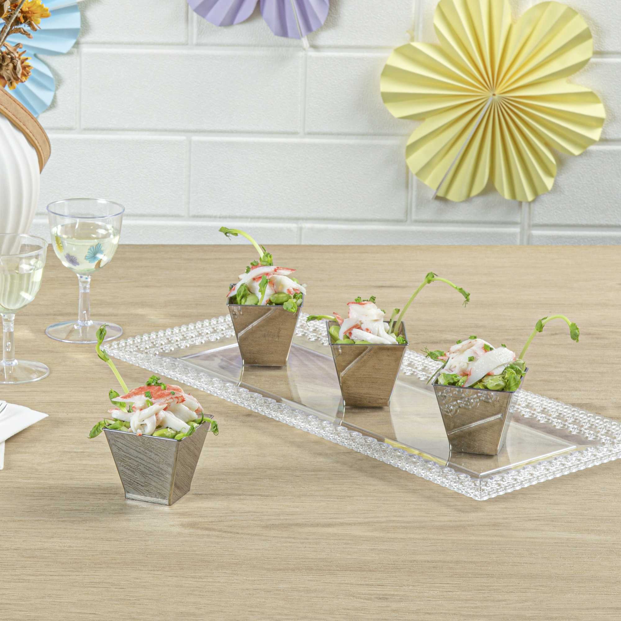 Mini Serve 2 oz Square Smoked Gray Plastic Mini Kova Cup - 2" x 2" x 1 3/4" - 100 count box