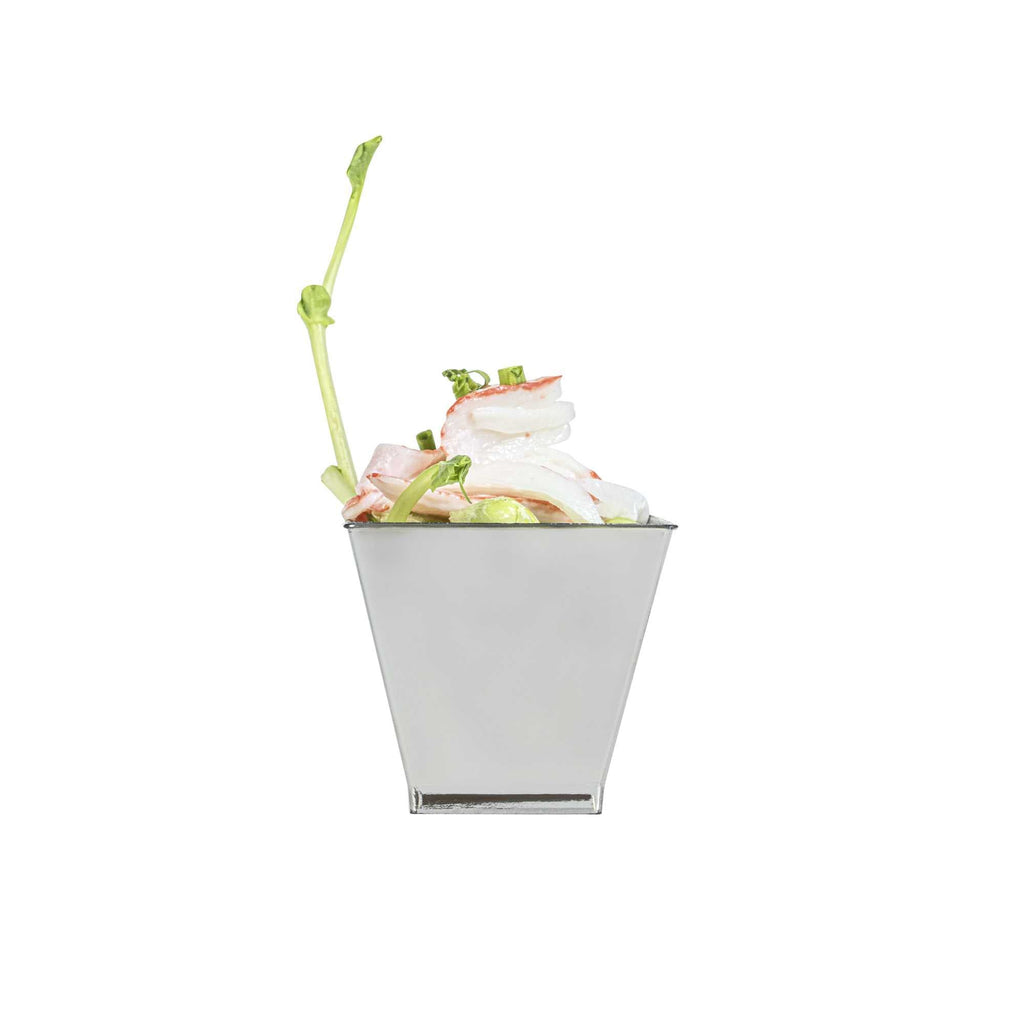 Mini Serve 2 oz Square Smoked Gray Plastic Mini Kova Cup - 2" x 2" x 1 3/4" - 100 count box