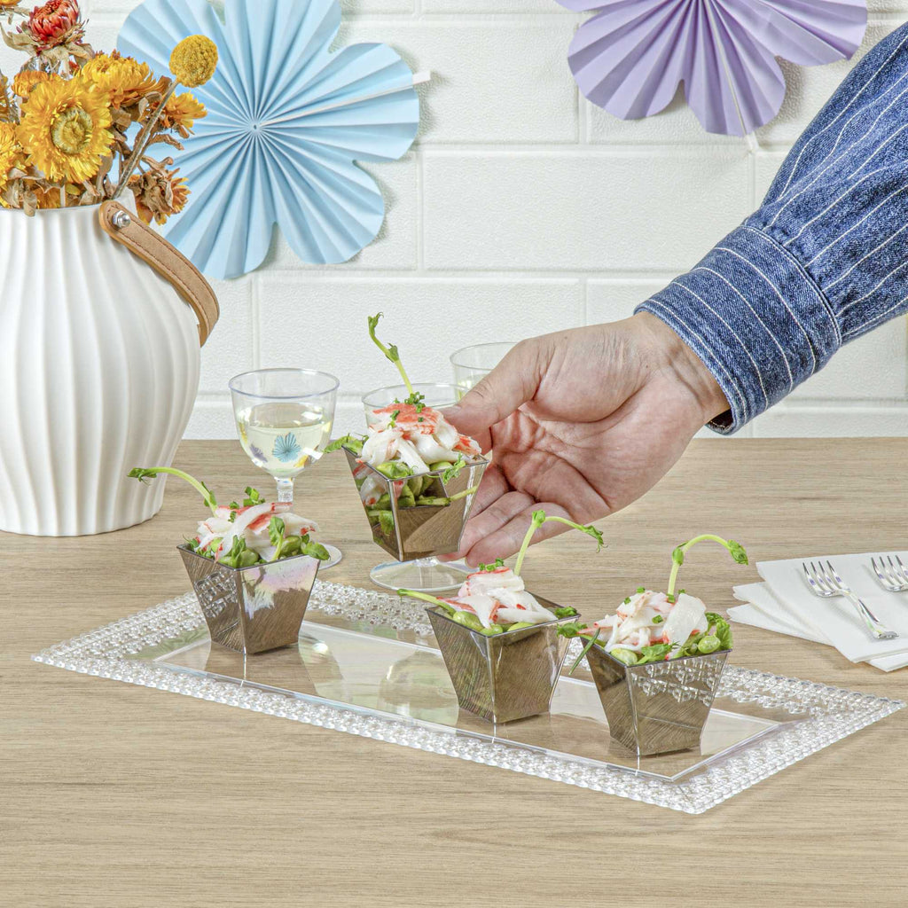Mini Serve 2 oz Square Smoked Gray Plastic Mini Kova Cup - 2" x 2" x 1 3/4" - 100 count box