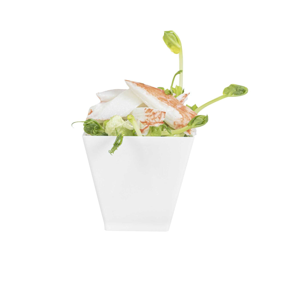 Mini Serve 2 oz Square White Plastic Mini Kova Cup - 2" x 2" x 1 3/4" - 20 count box