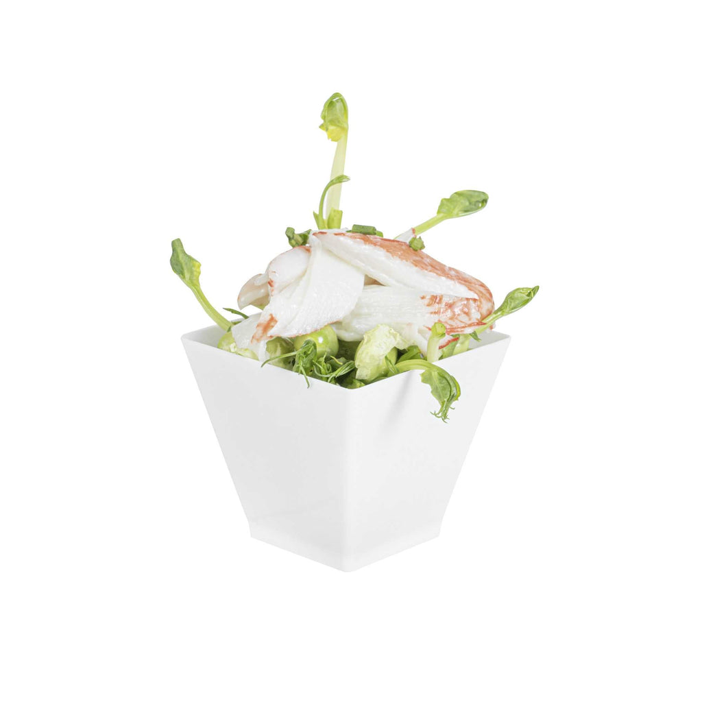 Mini Serve 2 oz Square White Plastic Mini Kova Cup - 2" x 2" x 1 3/4" - 20 count box