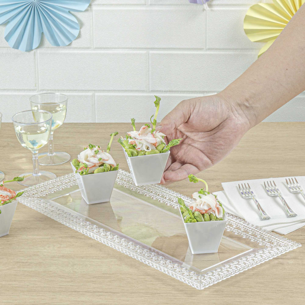 Mini Serve 2 oz Square White Plastic Mini Kova Cup - 2" x 2" x 1 3/4" - 20 count box