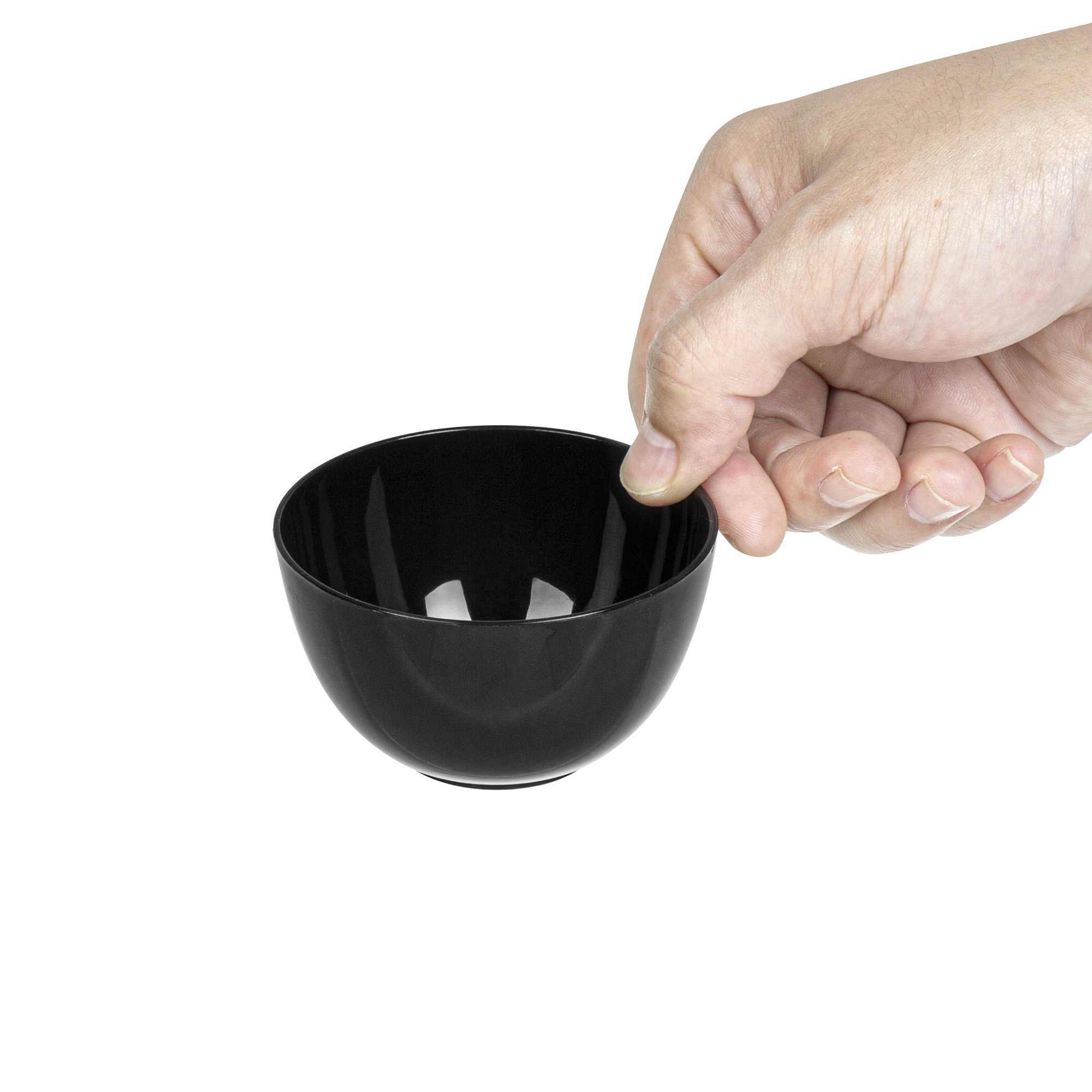 Mini Serve 4 oz Round Black Plastic Bodega Cup - 3" x 3" x 1 3/4" - 20 count box