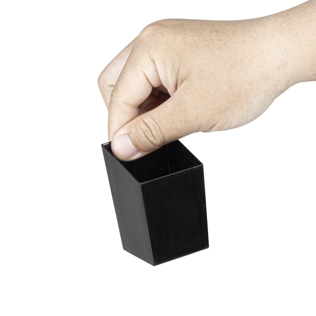 Mini Serve 3 oz Square Black Plastic Incline Cup - 1 3/4" x 1 3/4" x 2 3/4" - 100 count box