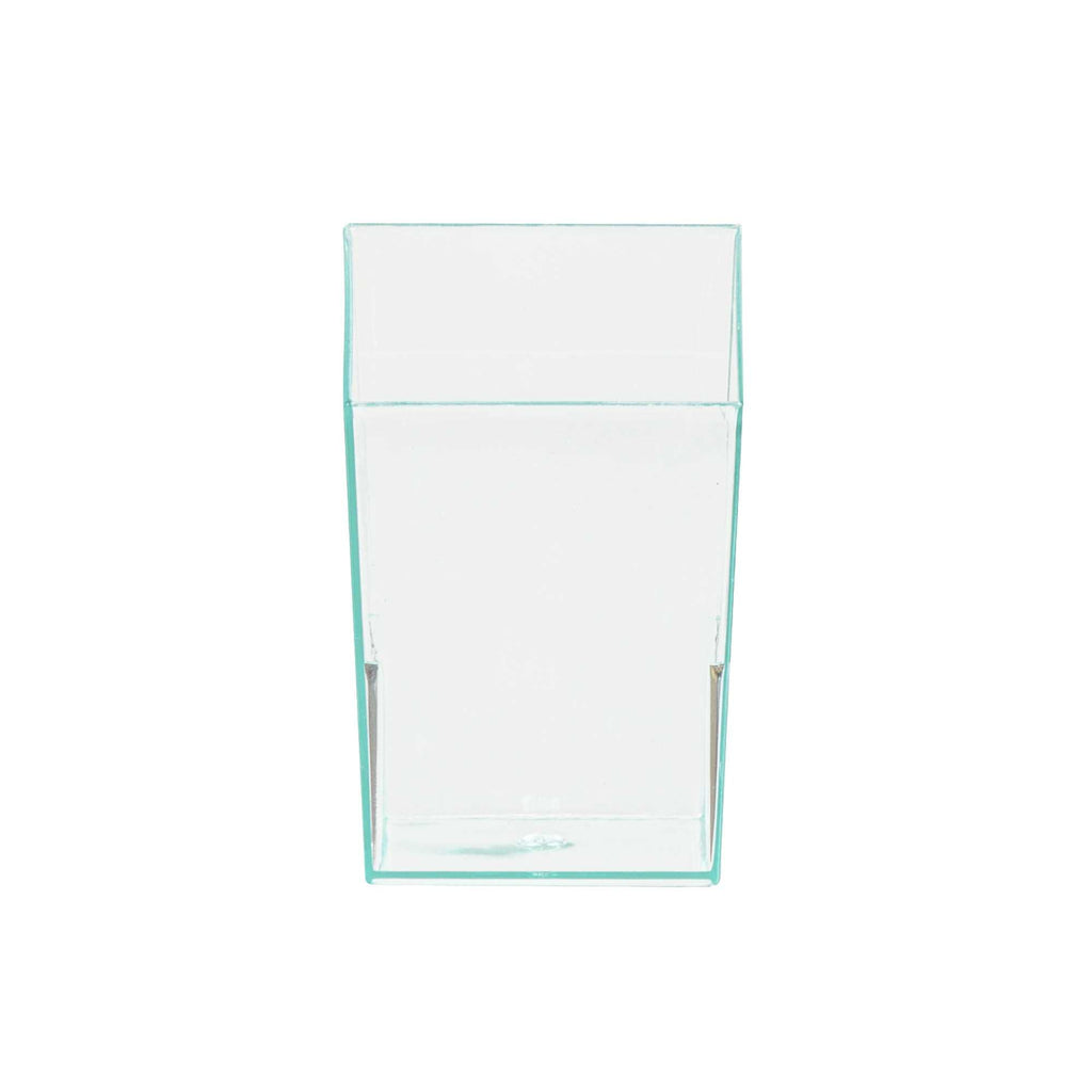 Mini Serve 3 oz Square Seagreen Plastic Incline Cup - 1 3/4" x 1 3/4" x 2 3/4" - 100 count box