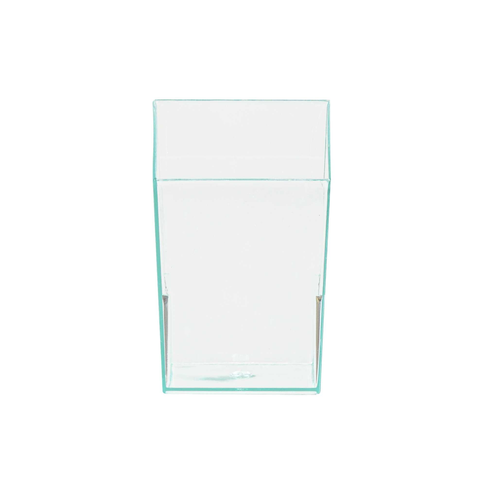 Mini Serve 3 oz Square Seagreen Plastic Incline Cup - 1 3/4" x 1 3/4" x 2 3/4" - 100 count box