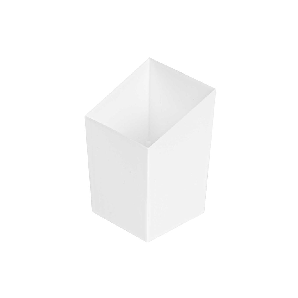 Mini Serve 3 oz Square White Plastic Incline Cup - 1 3/4" x 1 3/4" x 2 3/4" - 100 count box