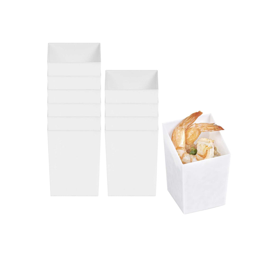 Mini Serve 3 oz Square White Plastic Incline Cup - 1 3/4" x 1 3/4" x 2 3/4" - 100 count box