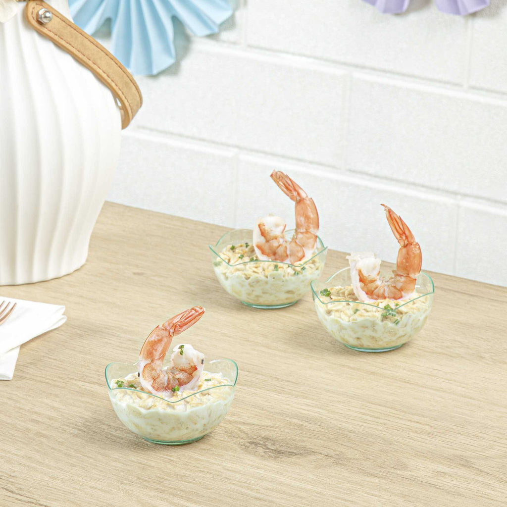 Mini Serve 2 oz Round Seagreen Plastic Le Fleur Cup - 2 1/4" x 1 1/2" x 1 1/4" - 100 count box