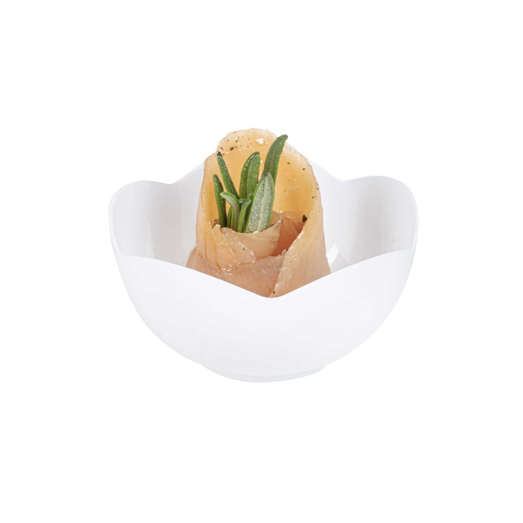 Mini Serve 2 oz Round White Plastic Le Fleur Cup - 2 1/4" x 1 1/2" x 1 1/4" - 100 count box