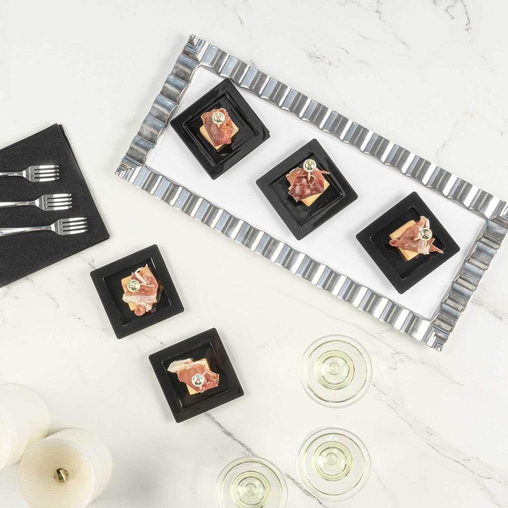 Mini Serve Square Black Plastic Mini Edge Plate - 2 3/4" x 2 3/4" - 100 count box