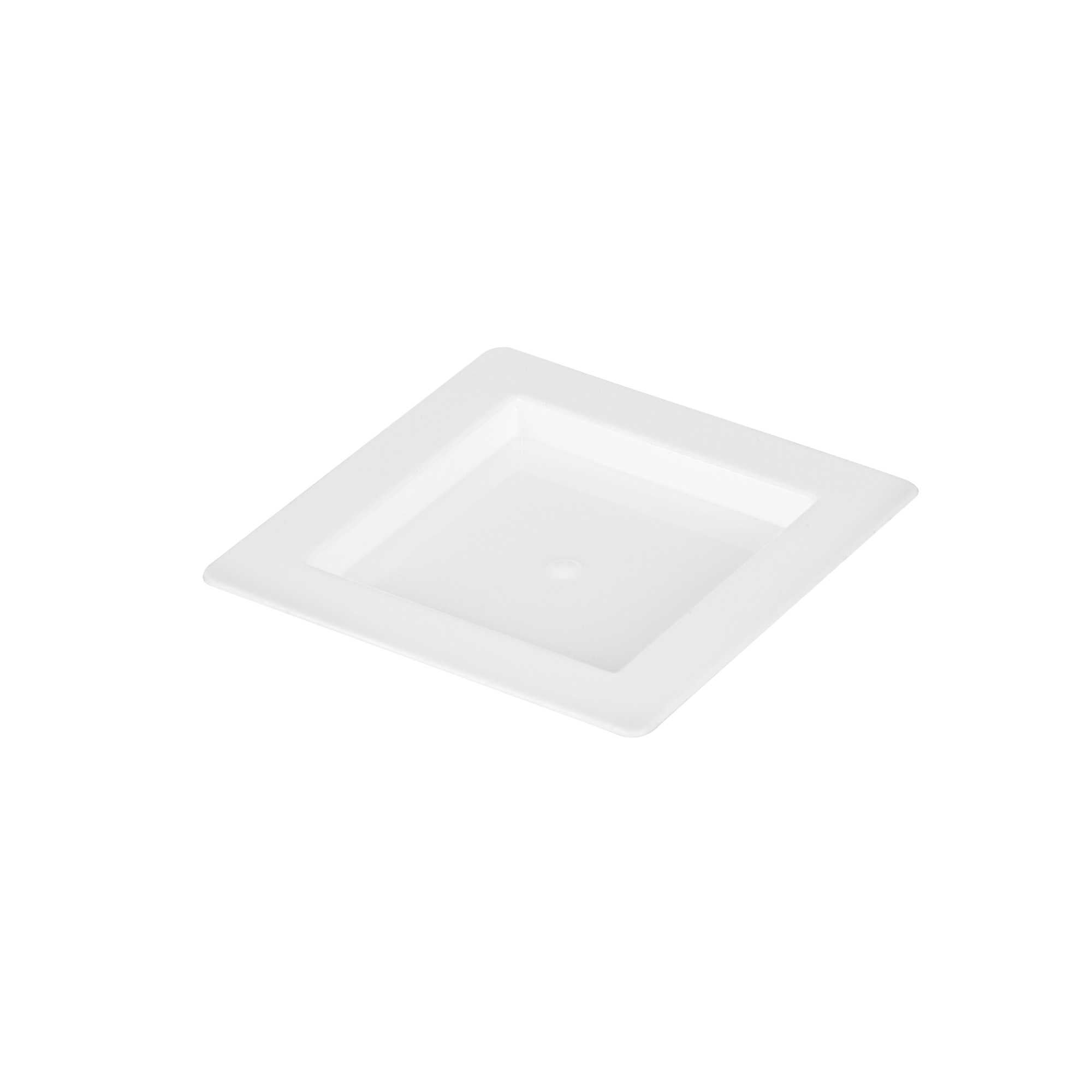 Mini Serve Square White Plastic Mini Edge Plate - 2 3/4" x 2 3/4" - 25 count box