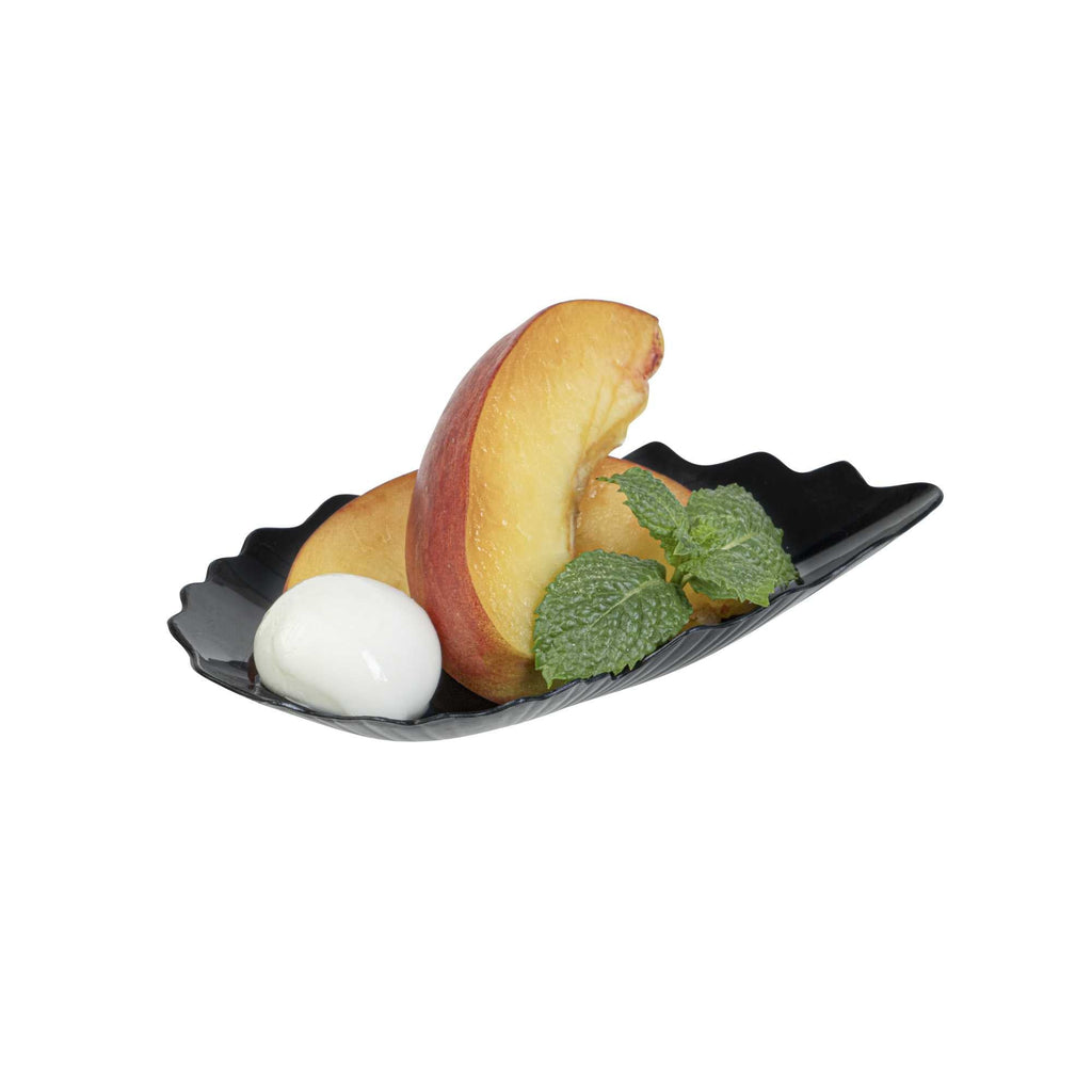 Mini Serve Black Plastic Mini Coquille Plate - 3 1/4" x 3 1/4" x 1/2" - 100 count box