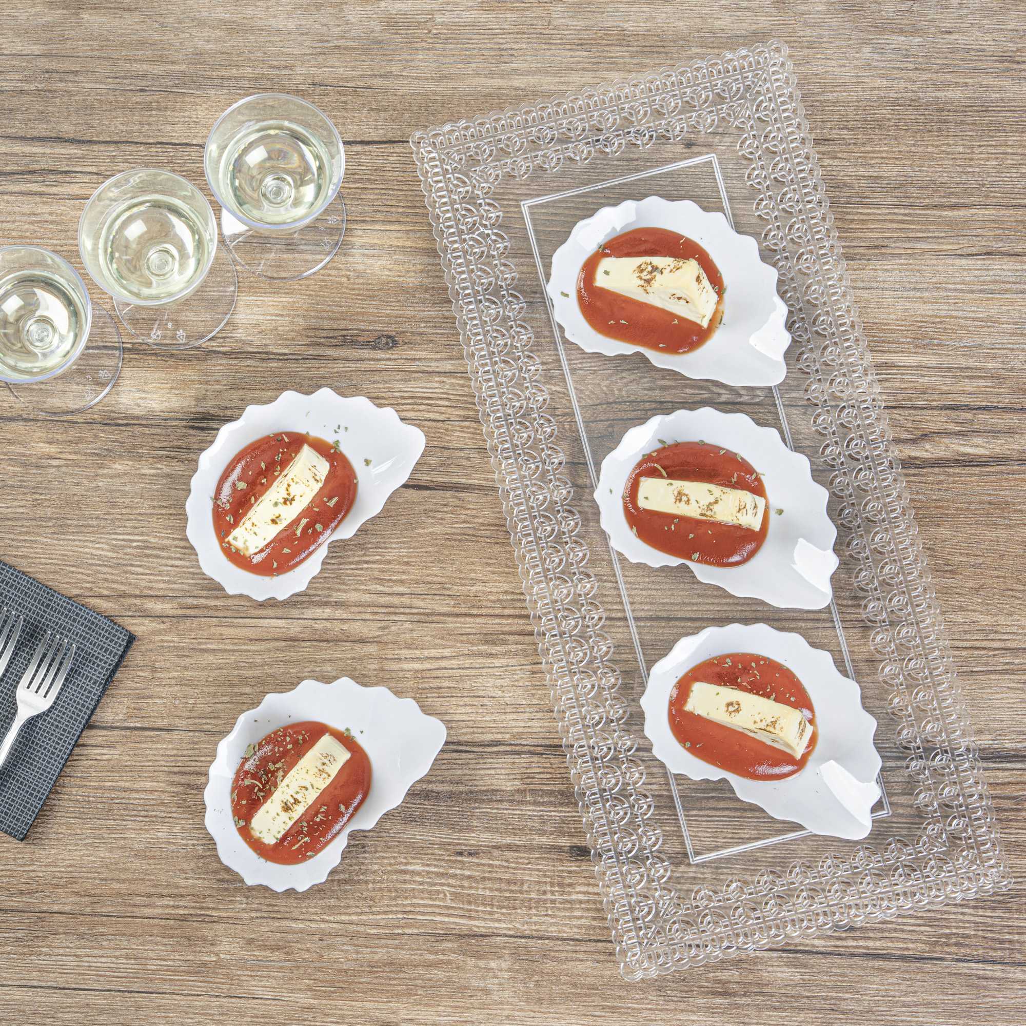 Mini Serve White Plastic Mini Coquille Plate - 3 1/4" x 3 1/4" x 1/2" - 100 count box