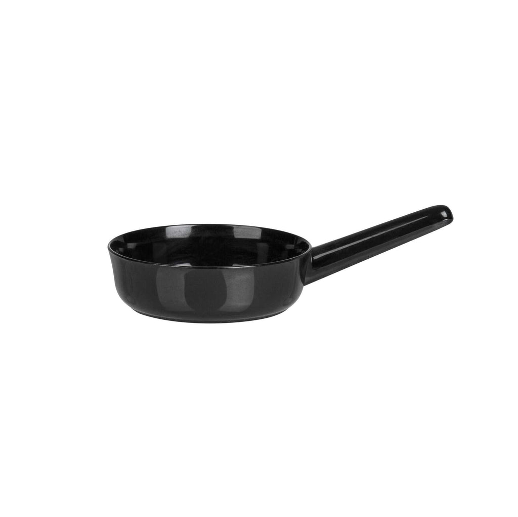 Mini Serve 1 oz Round Black Plastic Mini Sauce Pan - 3 1/4" x 2" x 1/2" - 100 count box
