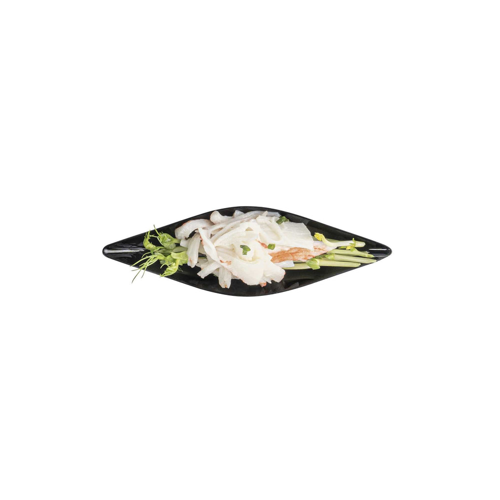 Mini Serve Diamond Black Plastic Canoe Dish - 5" x 1 1/2" x 3/4" - 100 count box