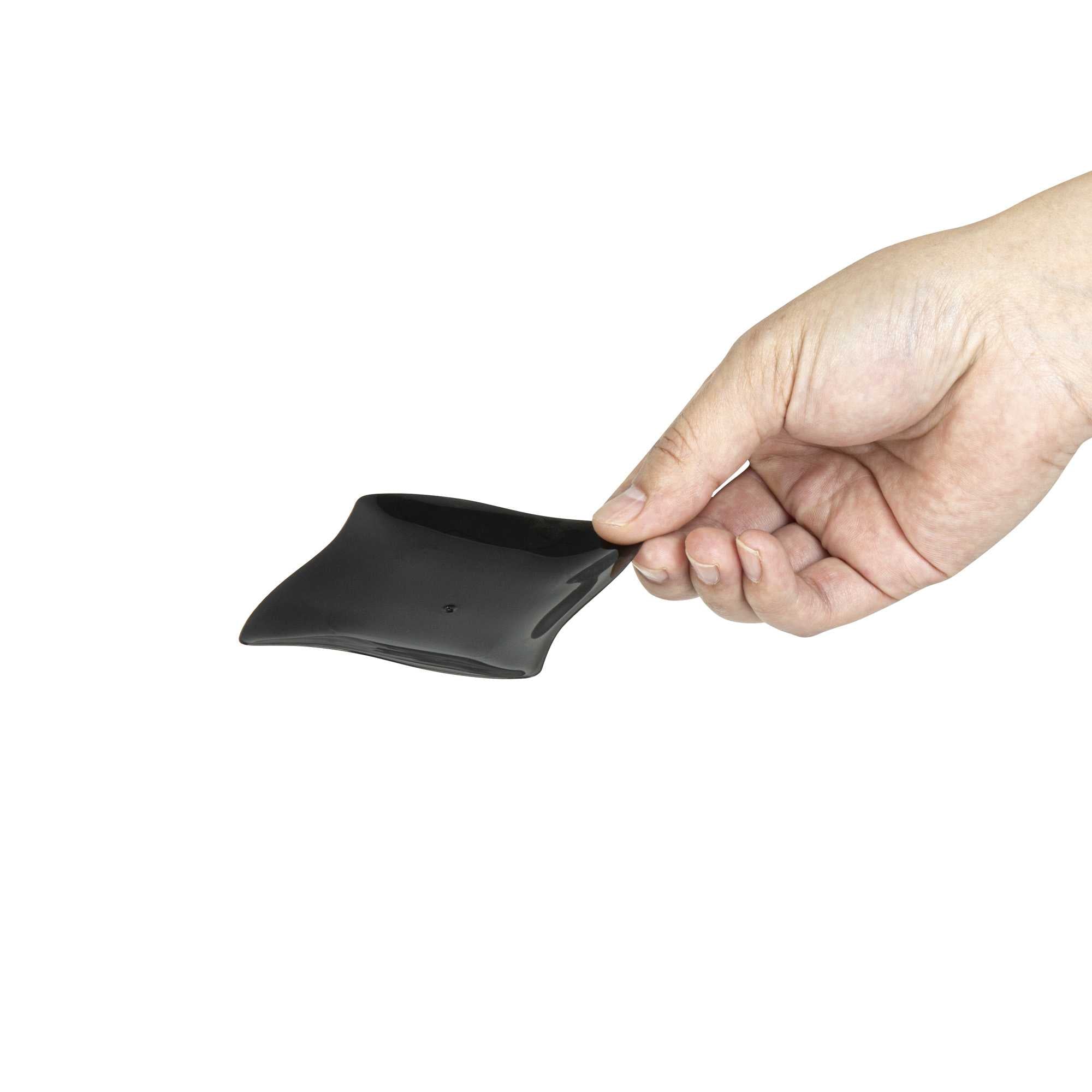 Mini Serve Square Black Plastic Aqua Plate - 3" x 3" - 100 count box