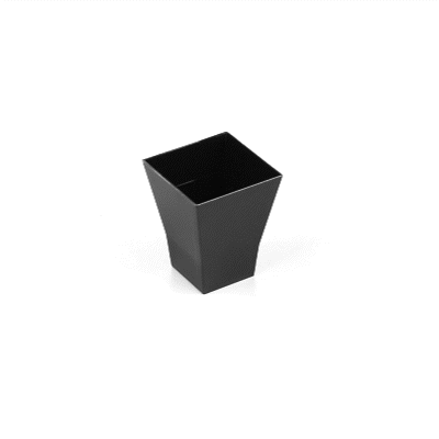 Mini Serve 2 oz Square Black Plastic Bonito Cup - 1 3/4" x 1 3/4" x 2 1/4" - 100 count box