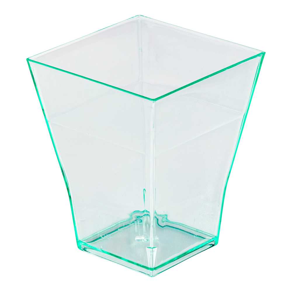 Mini Serve 2 oz Square Seagreen Plastic Bonito Cup - 1 3/4" x 1 3/4" x 2 1/4" - 100 count box