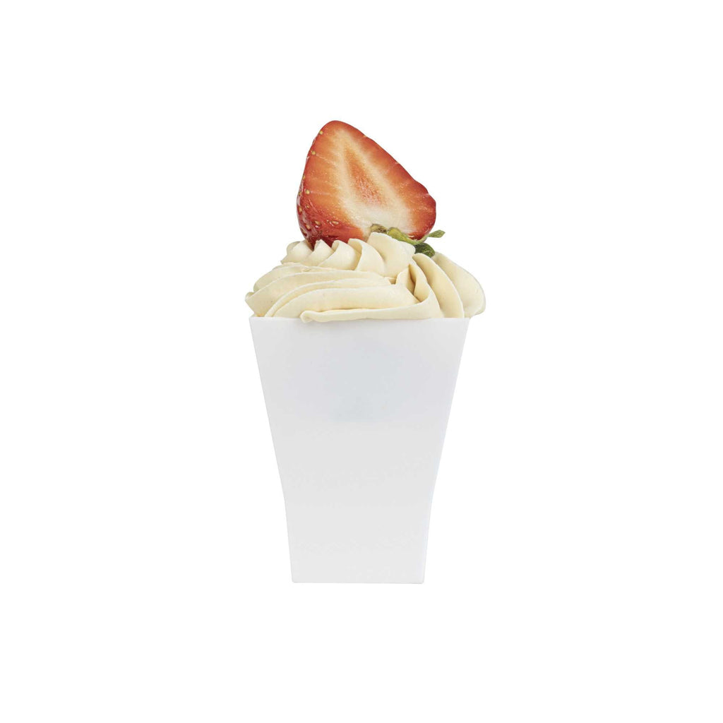 Mini Serve 2 oz Square White Plastic Bonito Cup - 1 3/4" x 1 3/4" x 2 1/4" - 100 count box