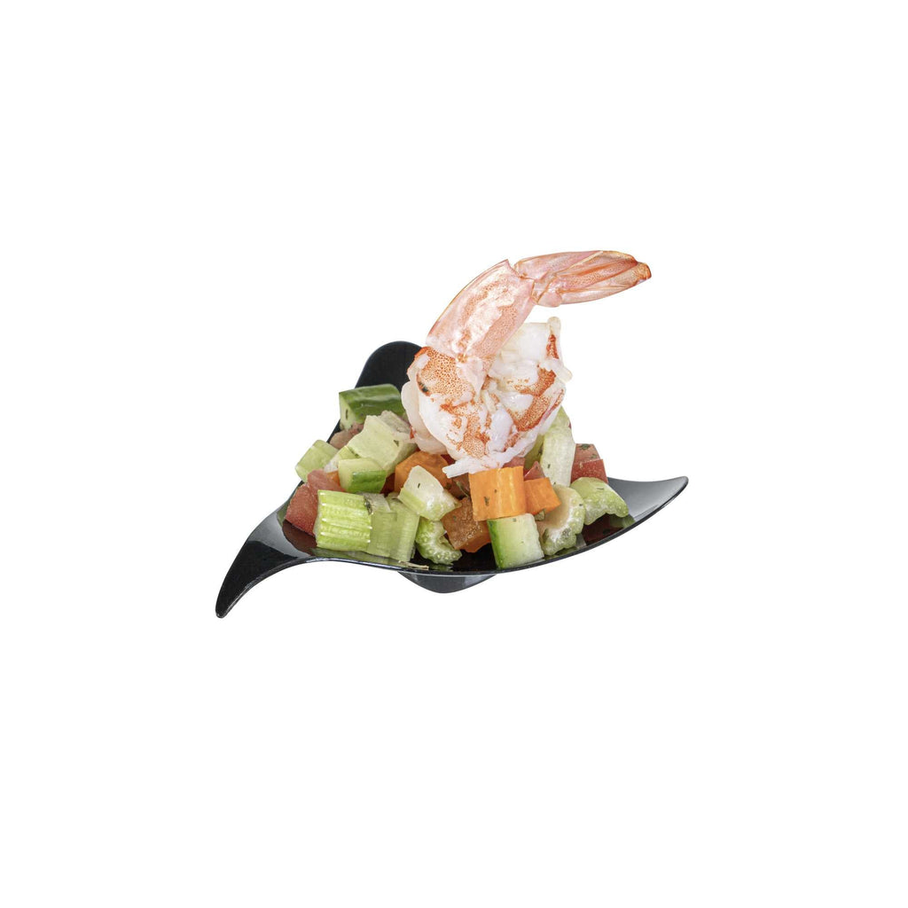 Mini Serve Triangle Black Plastic Shooting Star Appetizer Plate - 3" x 3" - 100 count box