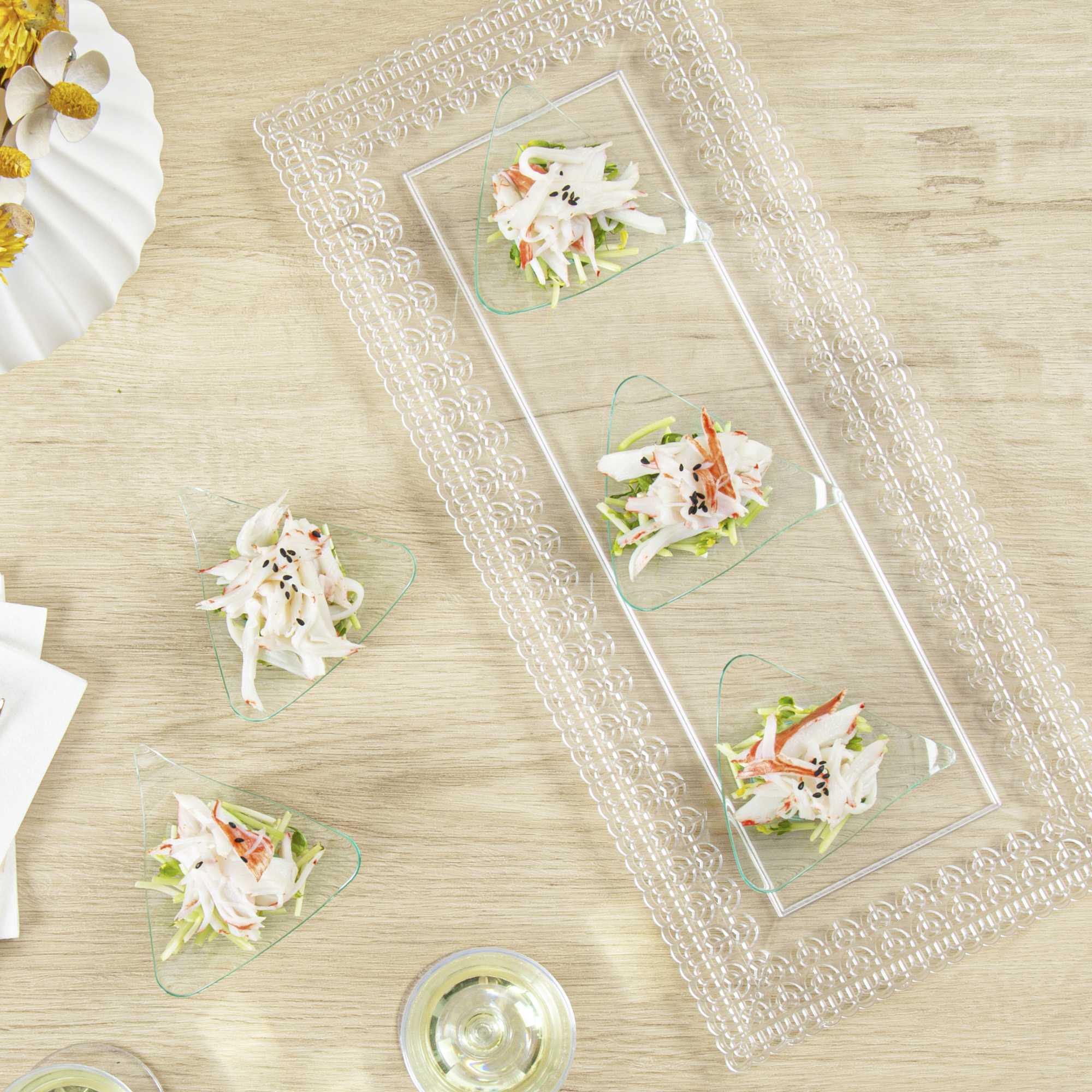Mini Serve Triangle Seagreen Plastic Shooting Star Appetizer Plate - 3" x 3" - 100 count box