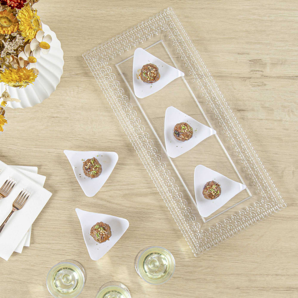 Mini Serve Triangle White Plastic Shooting Star Appetizer Plate - 3" x 3" - 100 count box