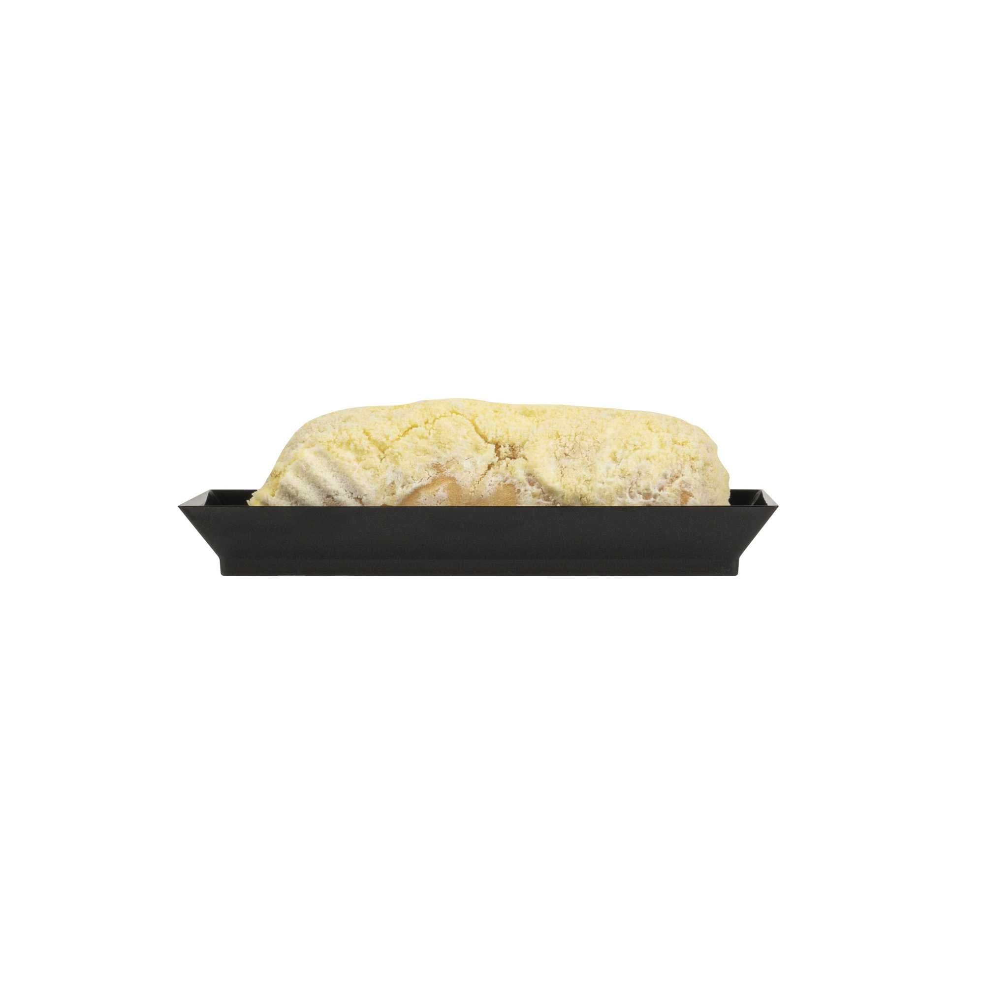 Mini Serve Rectangle Black Plastic Plate - 5" x 2 1/2" x 1/2" - 100 count box