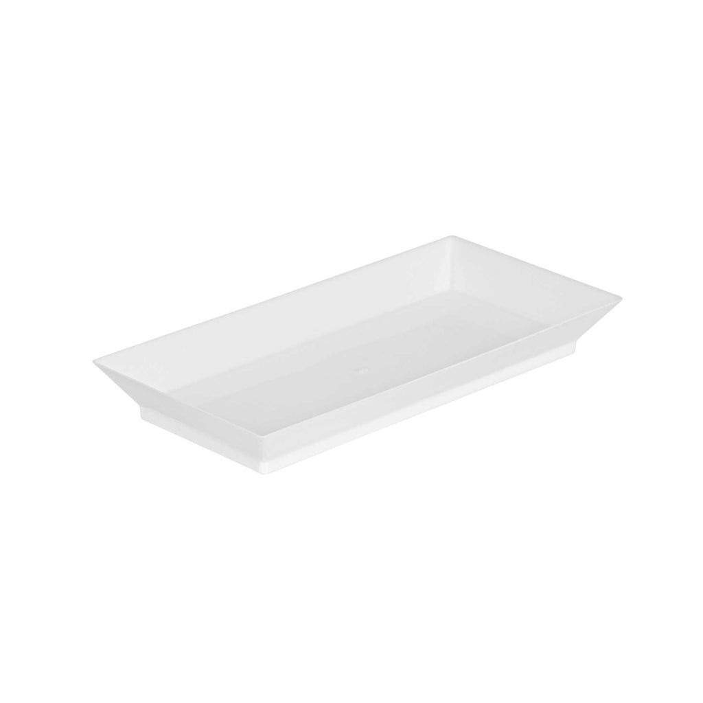 Mini Serve Rectangle White Plastic Plate - 5" x 2 1/2" x 1/2" - 20 count box