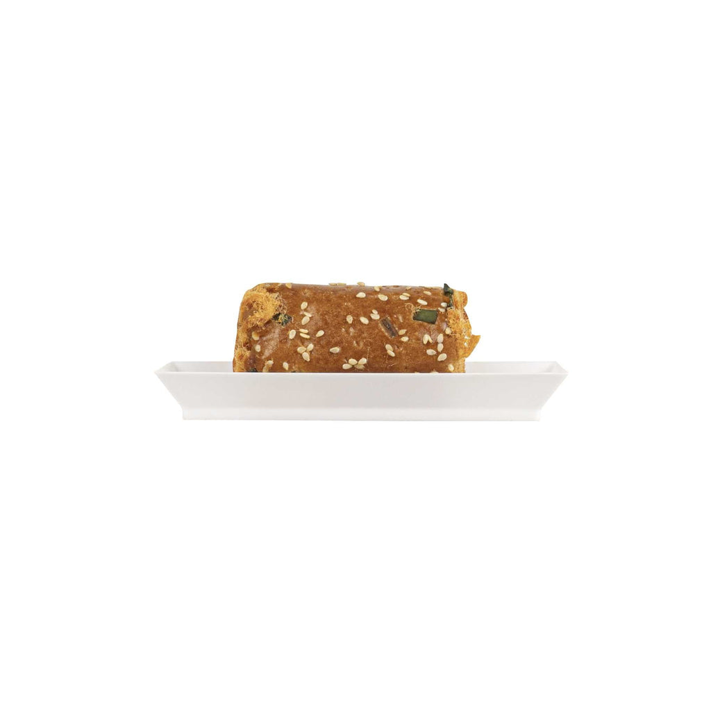 Mini Serve Rectangle White Plastic Plate - 5" x 2 1/2" x 1/2" - 20 count box