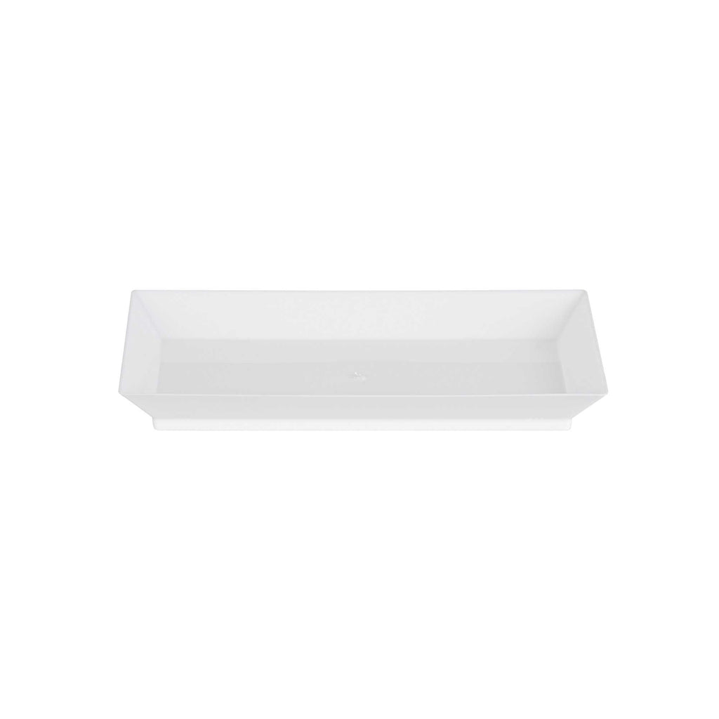 Mini Serve Rectangle White Plastic Plate - 5" x 2 1/2" x 1/2" - 20 count box