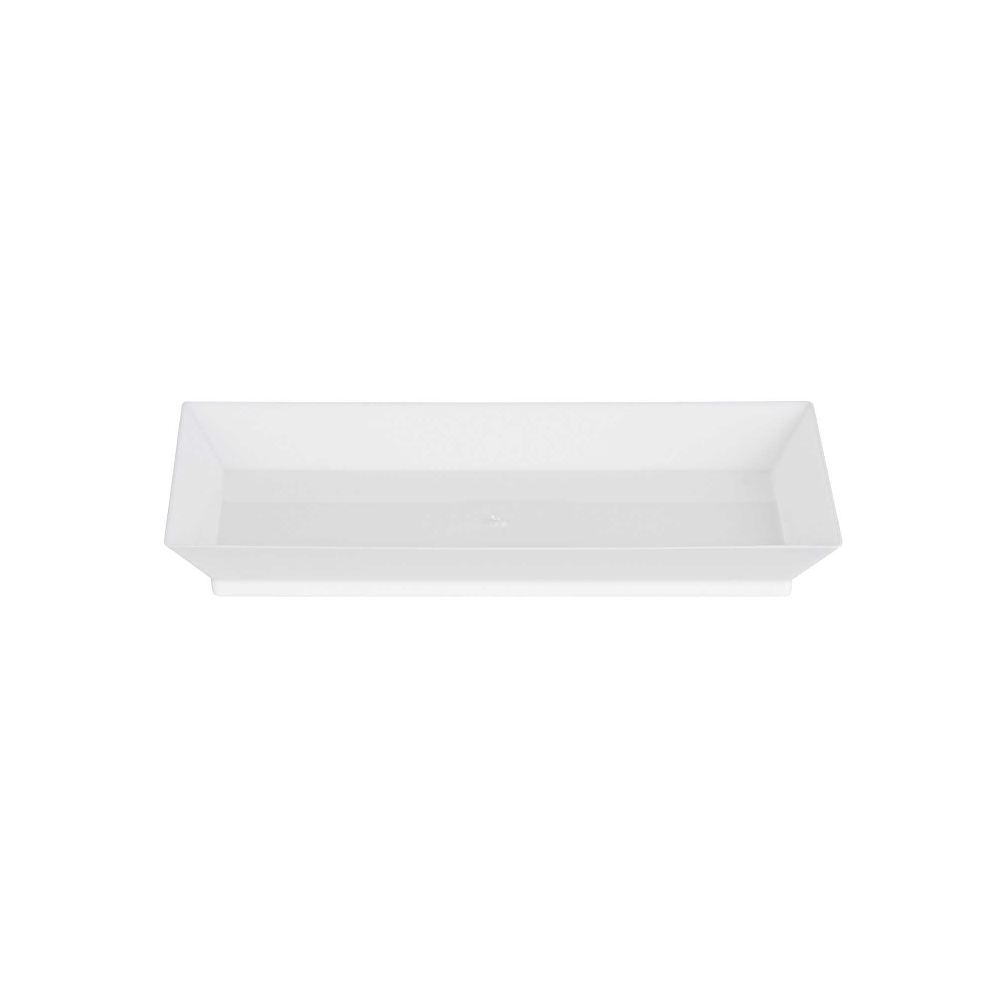 Mini Serve Rectangle White Plastic Plate - 5" x 2 1/2" x 1/2" - 20 count box