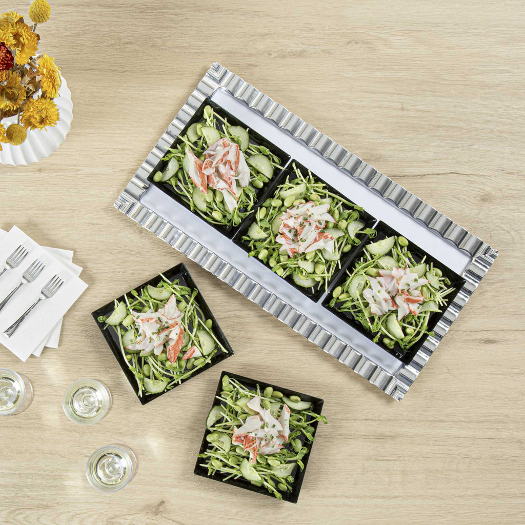 Mini Serve Square Black Plastic Medium Modern Plate - 5" x 5" - 100 count box