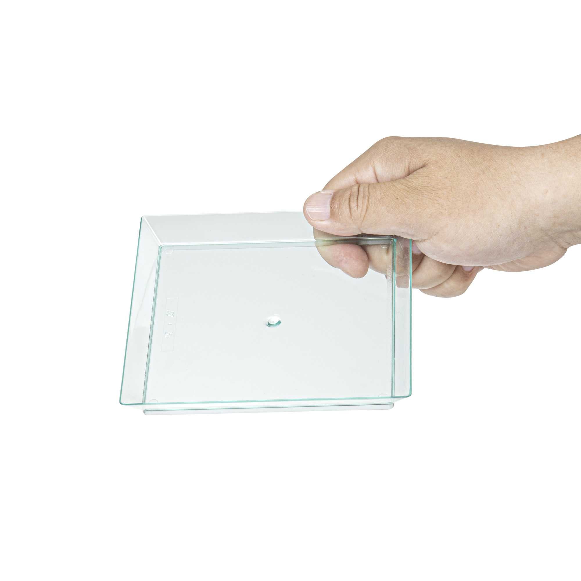 Mini Serve Square Seagreen Plastic Medium Modern Plate - 5" x 5" - 100 count box