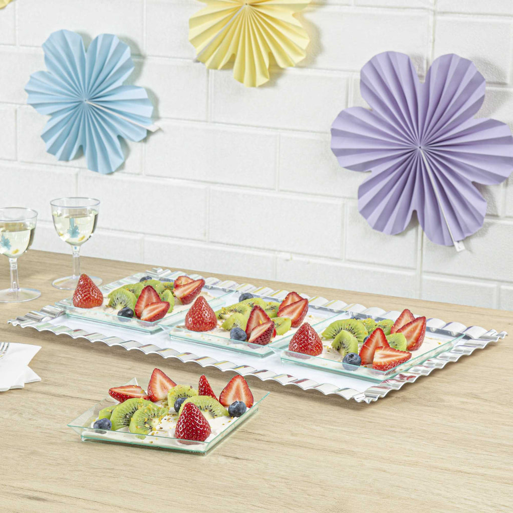 Mini Serve Square Seagreen Plastic Medium Modern Plate - 5" x 5" - 100 count box