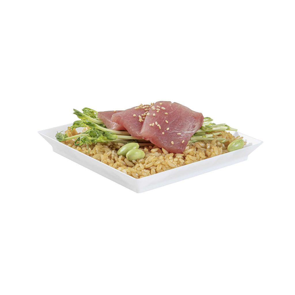 Mini Serve Square White Plastic Medium Modern Plate - 5" x 5" - 100 count box
